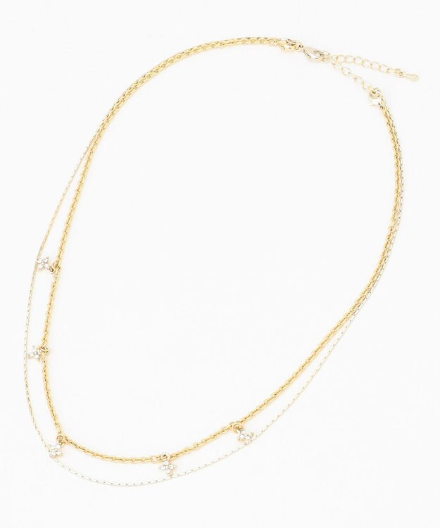 組曲 フラワービジューチェーンネックレス ゴールド系