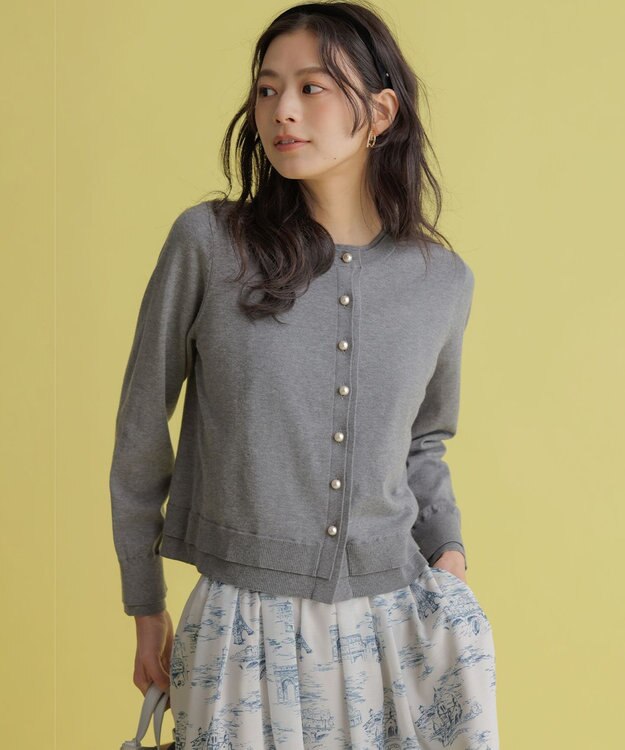 組曲 コットンニット カーディガン ライトグレー系