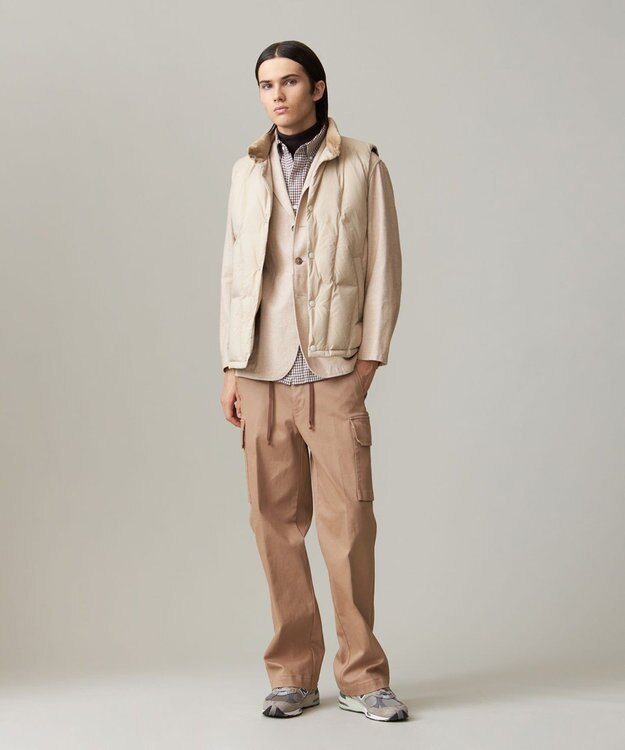 J.PRESS MEN ナイロンワッシャータフタ ダウンベスト ベージュ系