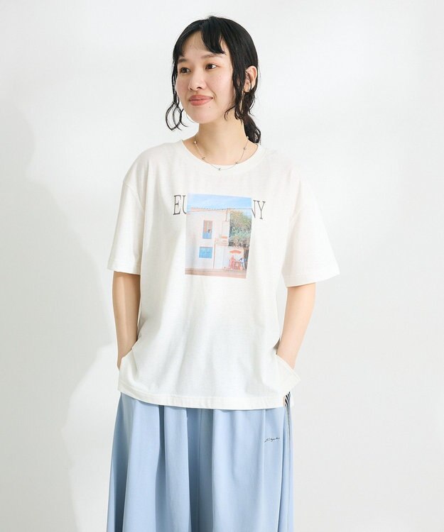 CRAFT STANDARD BOUTIQUE ラメ天竺フォトプリントTEE Off White