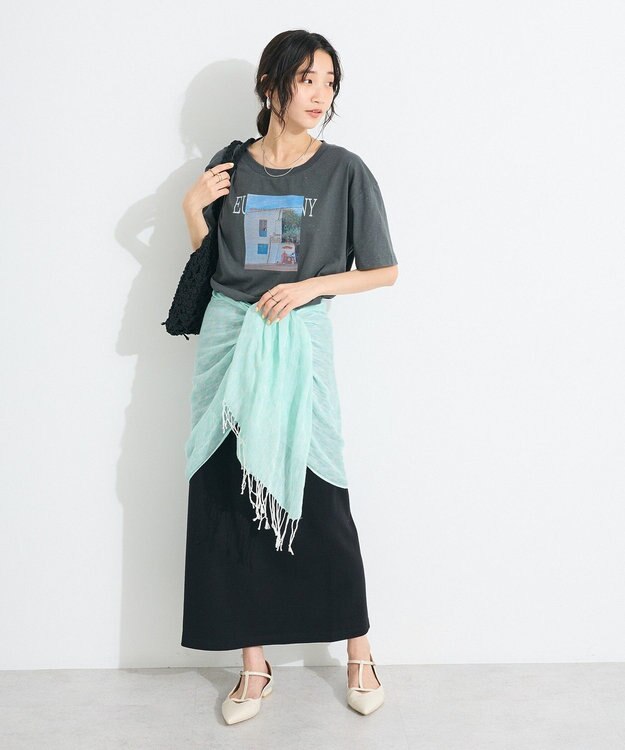 CRAFT STANDARD BOUTIQUE ラメ天竺フォトプリントTEE Charcoal Gray