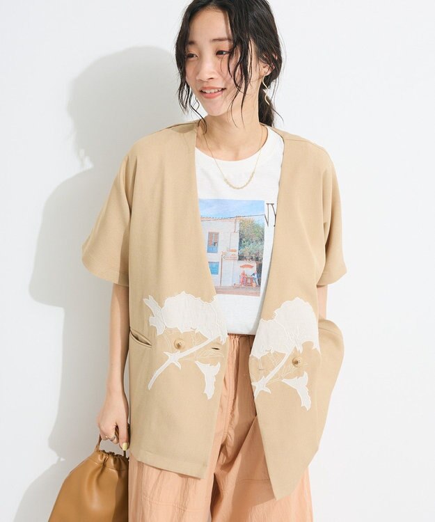CRAFT STANDARD BOUTIQUE ラメ天竺フォトプリントTEE Off White