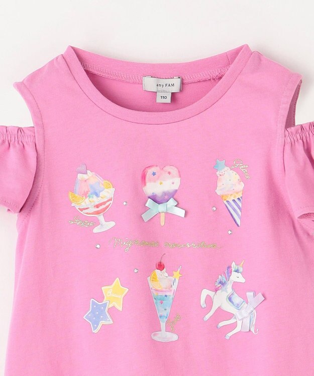 ANY KIDS スイーツ オン・オフショルダー Tシャツ ピンク