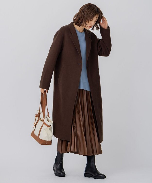 23区 ウールリバー ロングコート ダークブラウン系