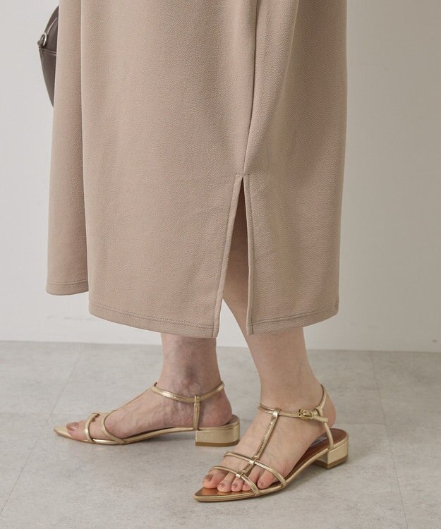 AMERICAN HOLIC ジョーゼット半袖タックワンピース Beige