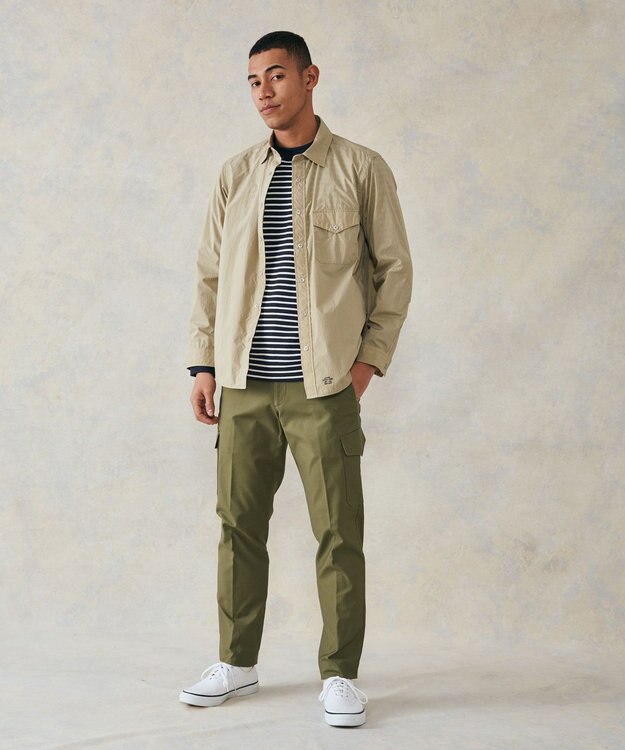 J.PRESS MEN ワッフルボーダー ロングTシャツ ネイビー系1