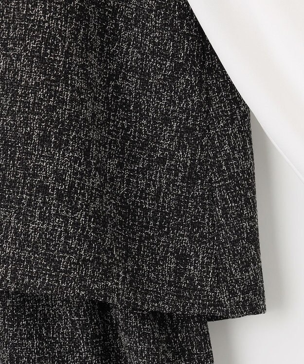 ANY SIS L 【洗える】ツイードコンビ ワンピース ブラック系