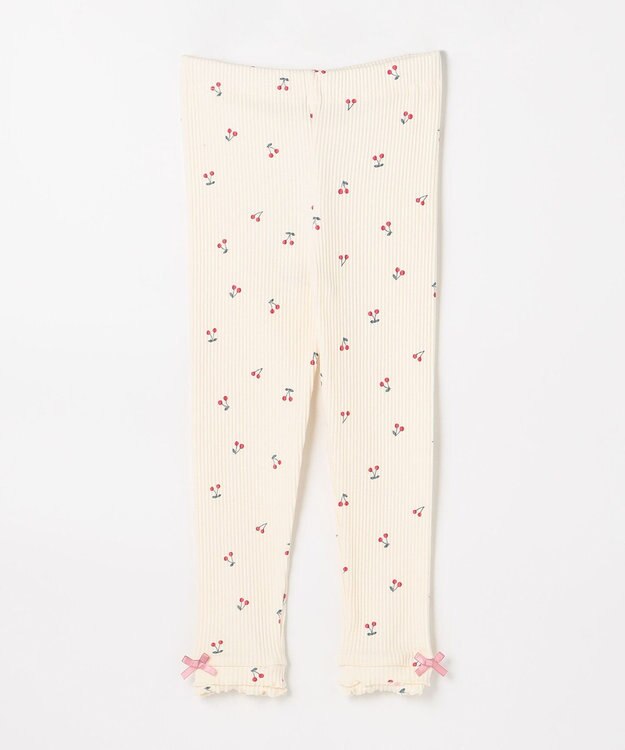 ANY KIDS 総柄テレコ レギンス エクリュ×サクランボ