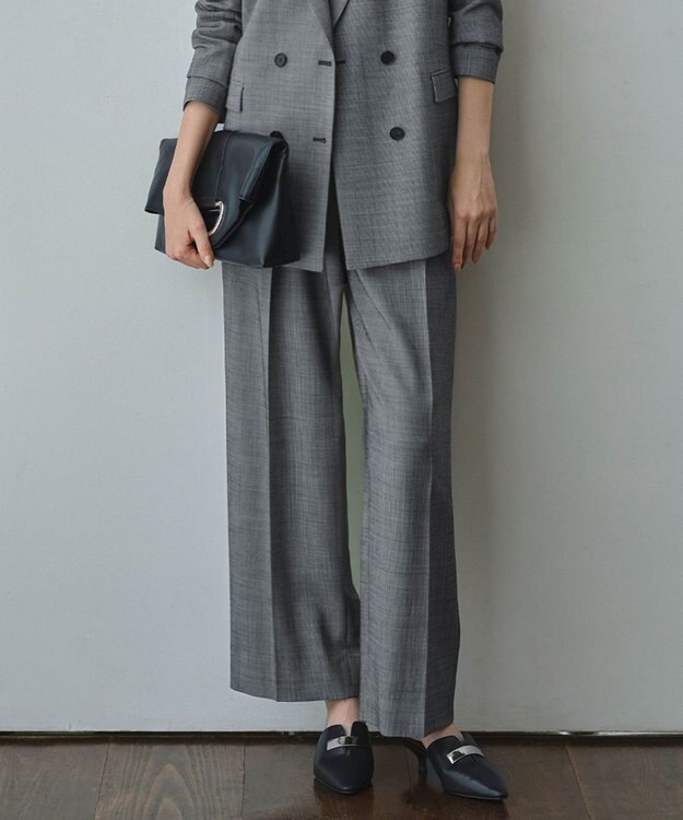 ICB 【UVカット・洗える】ウール2WAYストレッチ ワイドパンツ 無地柄系