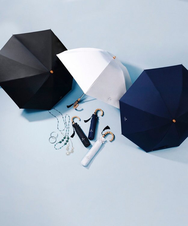 MOONBAT 【WEB限定】LANVIN en Bleu 晴雨兼用 折りたたみ傘 長傘(2WAY) プレーン×ロゴ刺繍 一級遮光 遮熱 UV キャメル