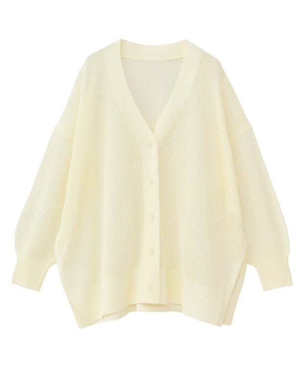 earth music&ecology メッシュルーズカーディガン Ivory