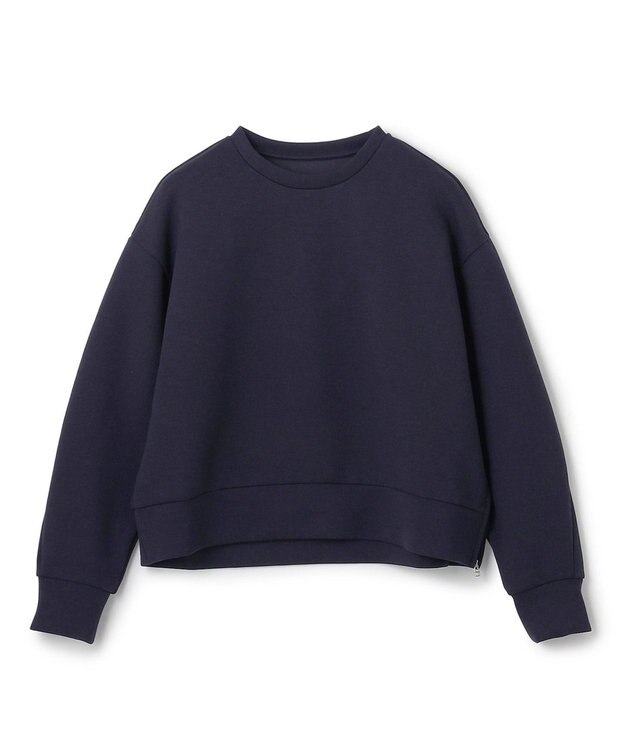 UNFILO L 【WEB限定】BEAUTY FORM JERSEY サイドZIP クロップドプルオーバー ネイビー