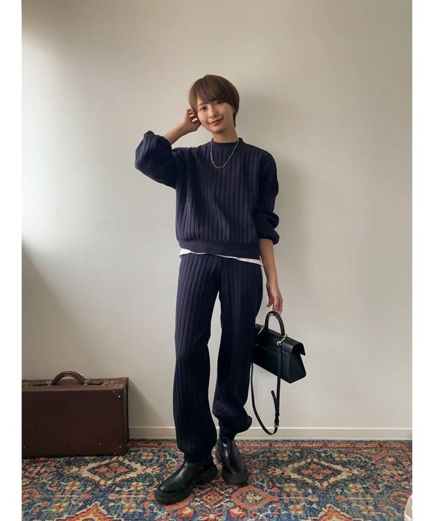 Green Parks リブニットプルオーバー Navy