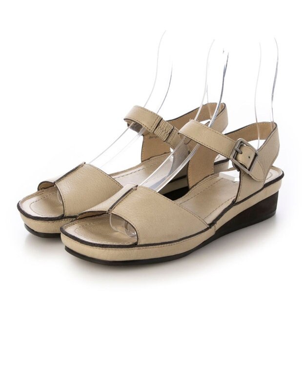 ing <ing>【WEB限定】ウエッジヒールレザーサンダル アイボリー