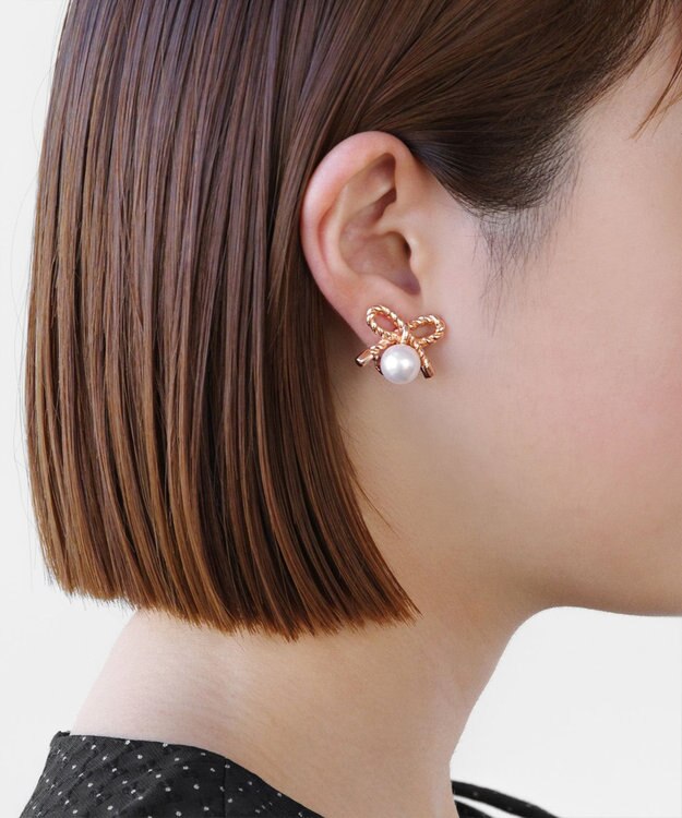 TOCCA PROMISE PEARL RIBBON EARRINGS イヤリング ピンクゴールド系
