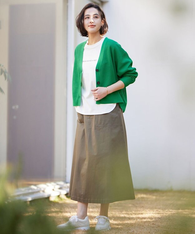 UNFILO L リネンリンクスメッシュ　カーディガン グリーン