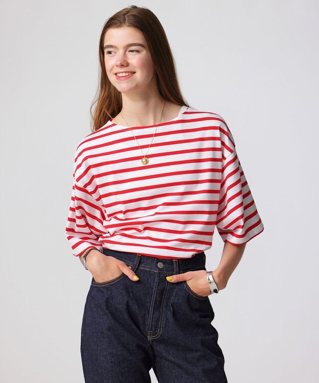 LENO BORDER T-SHIRT / ボーダーTシャツ WHITE×RED