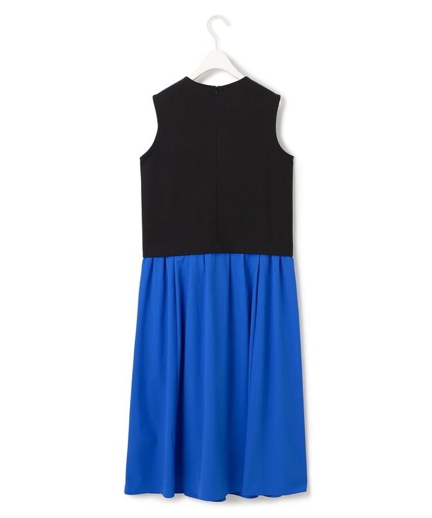 ICB L 【WEB限定・洗える】 RENUコンビ ノースリーブワンピース ブラック×ブルー系