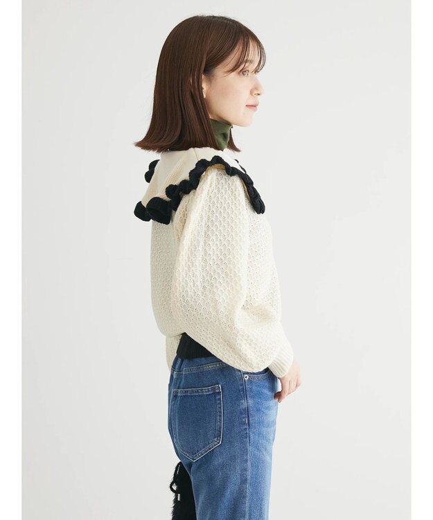 Green Parks ・Ｐｅｔｉｔ　Ｆｌｅｕｒ　ビッグカラーニットカーデ Ivory