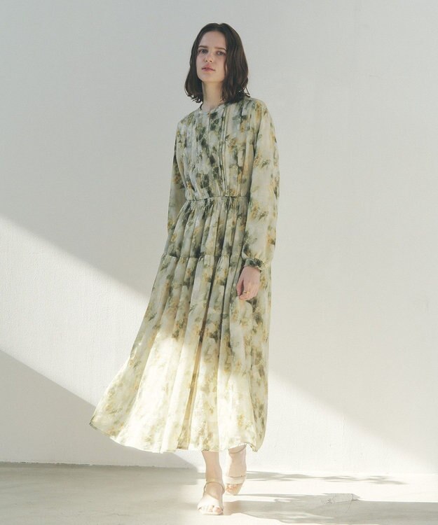 YECCA VECCA ぼかしフラワー柄ワンピース Yellow