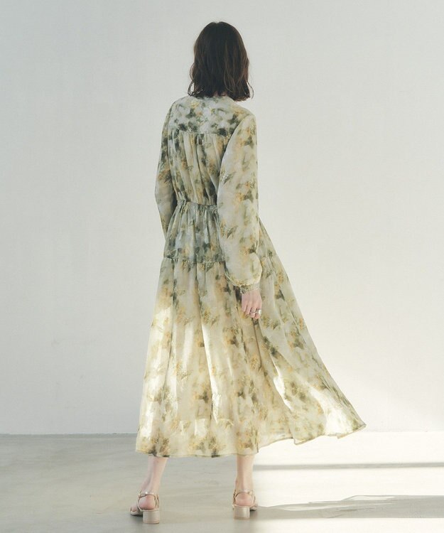 YECCA VECCA ぼかしフラワー柄ワンピース Yellow