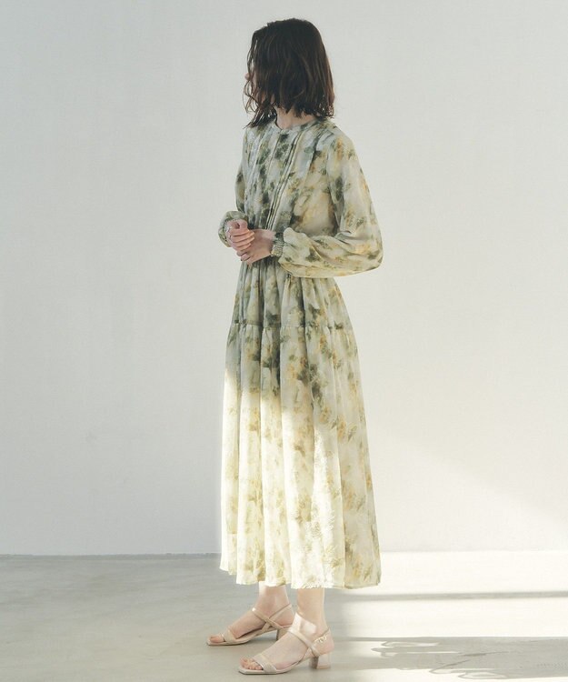 YECCA VECCA ぼかしフラワー柄ワンピース Yellow