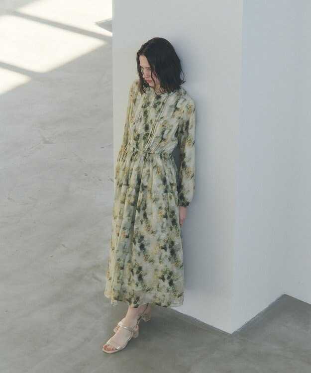 YECCA VECCA ぼかしフラワー柄ワンピース Yellow