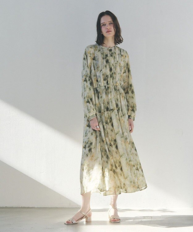 YECCA VECCA ぼかしフラワー柄ワンピース Yellow