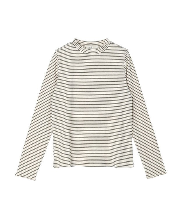 earth music&ecology マイクロボーダーリブプルオーバー Off White