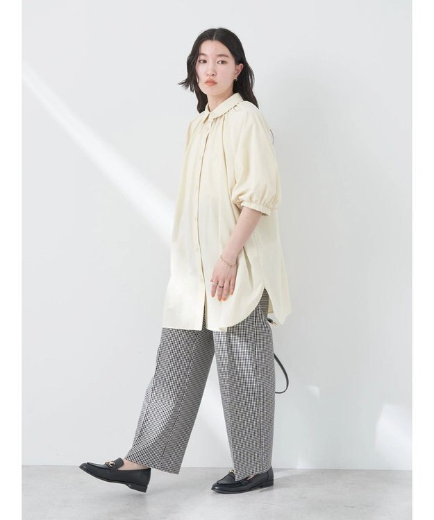 earth music&ecology パフスリーブチュニックブラウス Light Yellow