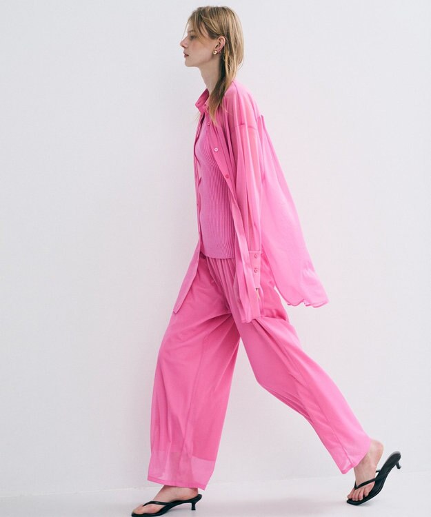 uncrave トリコットシフォン ギャザーパンツ ピンク