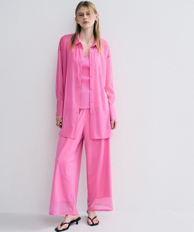 uncrave トリコットシフォン ギャザーパンツ ピンク