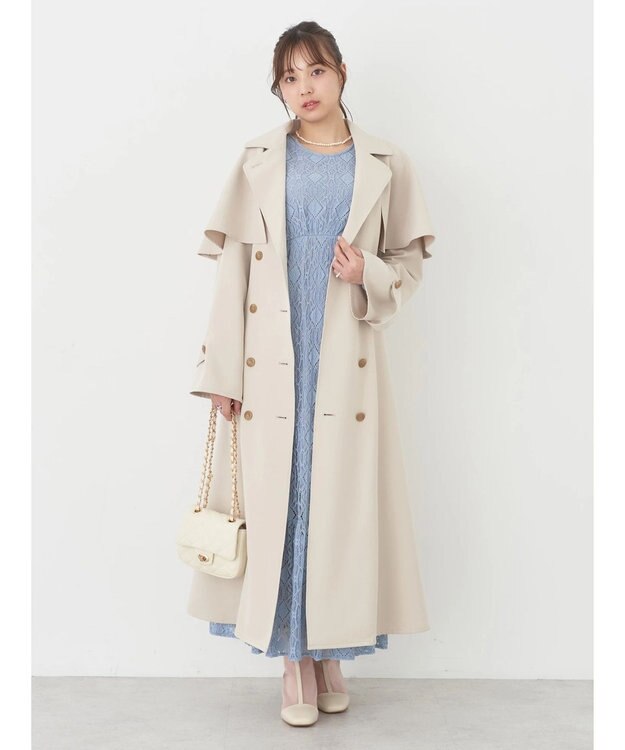 earth music&ecology ２ＷＡＹケープトレンチコート Light Beige