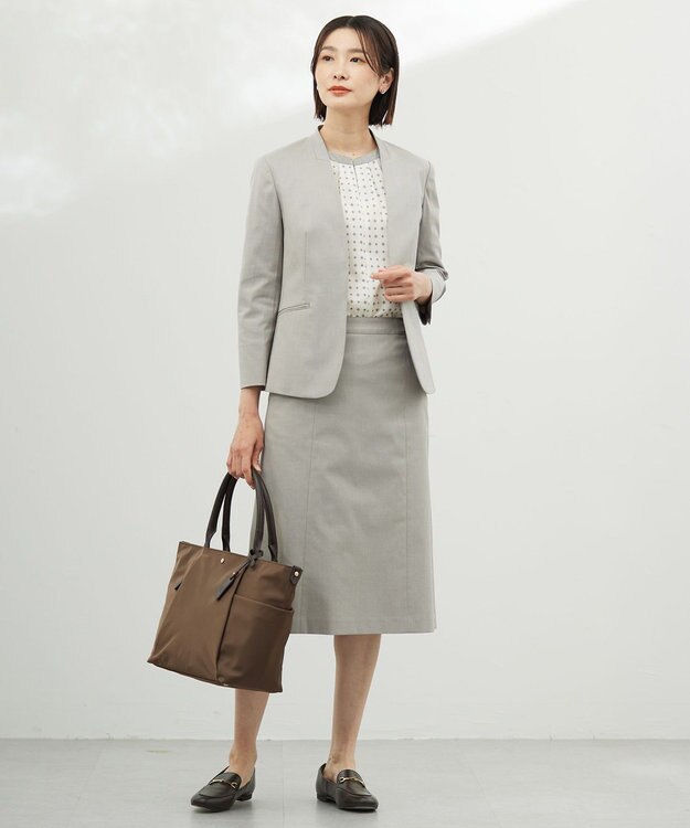 J.PRESS LADIES 【セットアップ対応・洗える・撥水】コットンFITTY スカート ベージュ系