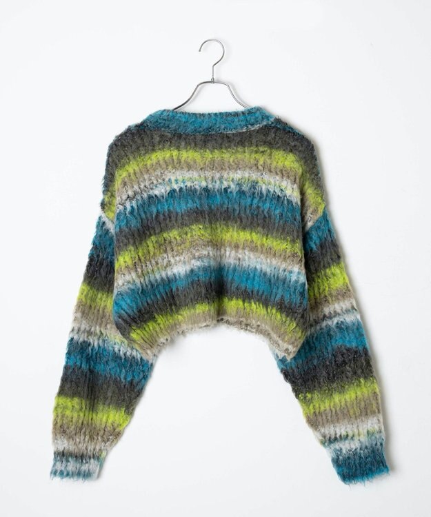 WEGO マルチボーダーブラッシュニットショートプルオーバー 柄3