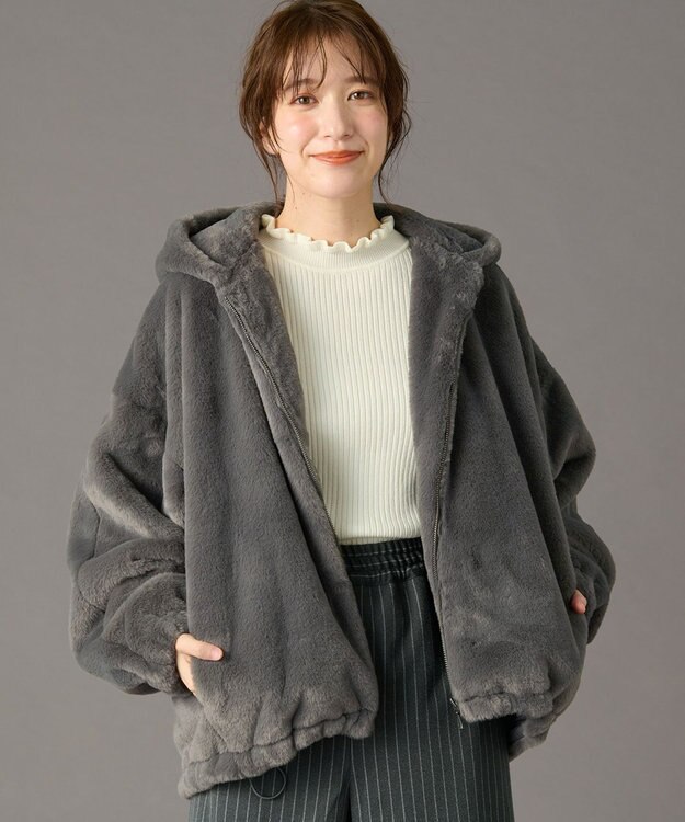 ANY 【手洗い可】ファーブルゾン チャコール