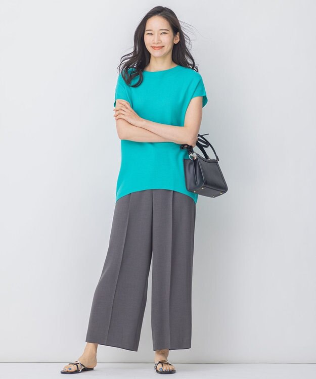 自由区 【イージーケア/セットアップ対応】サマーセットアップ ワイドパンツ グレー