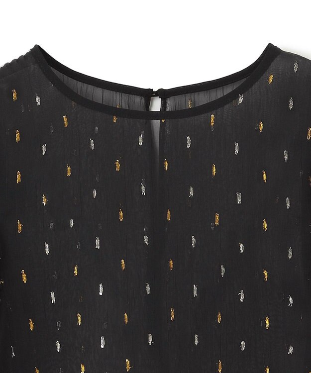 UNFILO ラメリンクルシフォン ブラウス ブラック