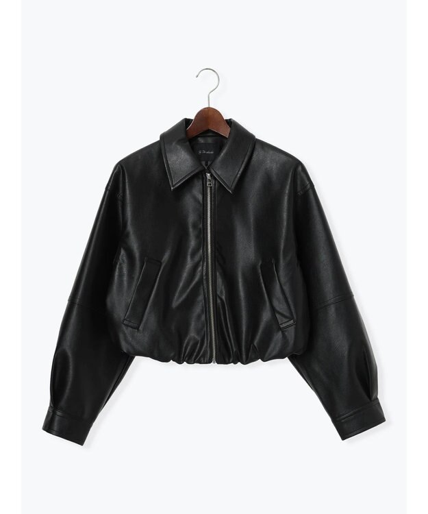 Te chichi フェイクレザークロップドブルゾン ブラック