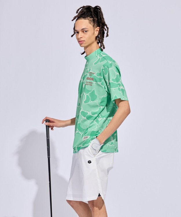 PW CIRCULUS 【MEN】WATER SURFACE プリントモックネックT ゴルフ ピーコックグリーン系5