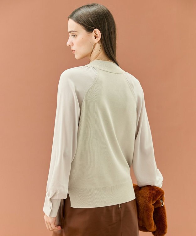 BEIGE， 【WEB限定・洗える】LECERF / 異素材ドッキングストレッチニット Greige