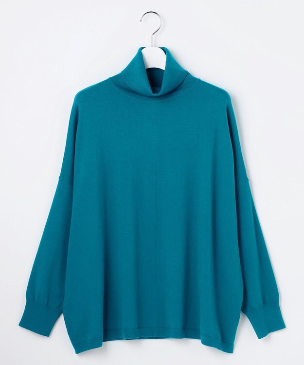 自由区 L ウォームレーヨンストレッチハイネック ニット ターコイズ