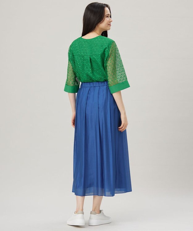 自由区 S 【洗える】エアリー スカート ブルー