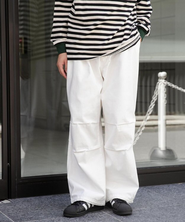 WEGO バックサテンワイドミリタリーパンツ ホワイト