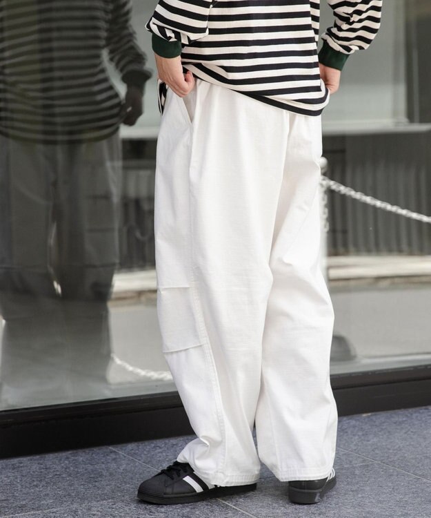 WEGO バックサテンワイドミリタリーパンツ ホワイト