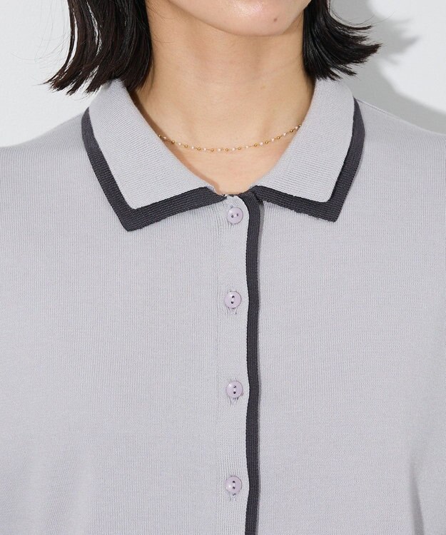 Green Parks ここちニット衿付き配色プルオーバー Gray