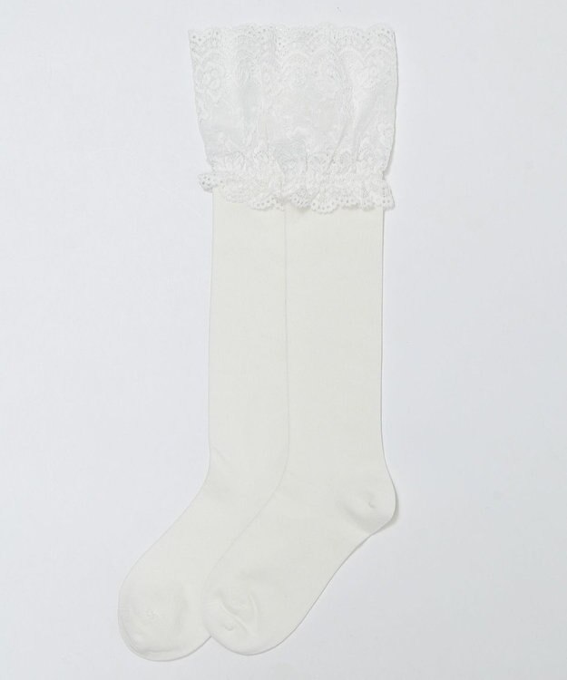 WEGO レース切替ハイソックス ホワイト