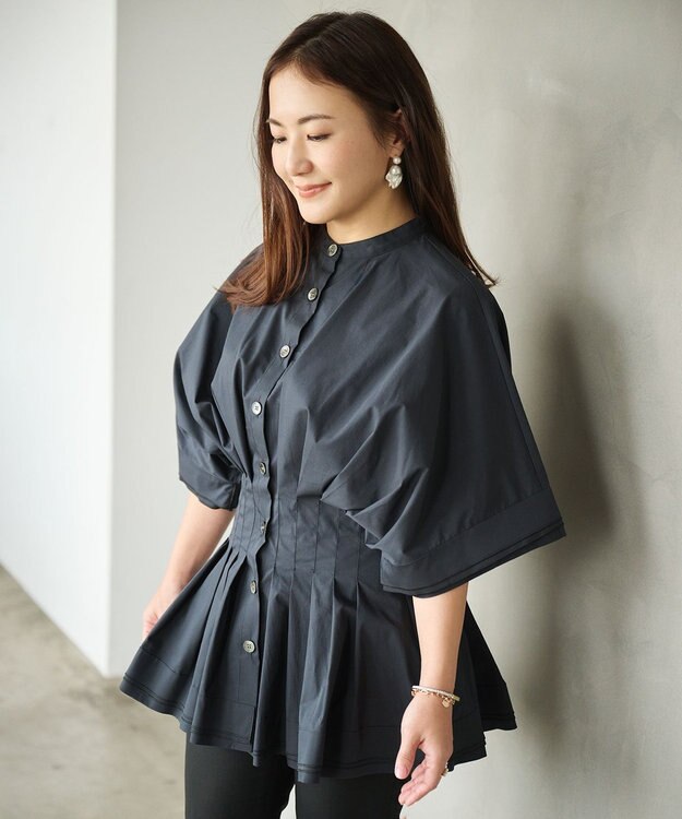 #Newans ナローウエストデザインブラウス ブラック