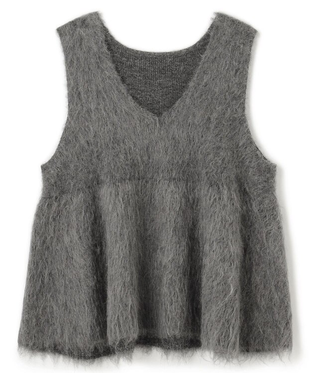 UNFILO 【野呂佳代さん着用】アルパカシャギー ペプラムジレ チャコール