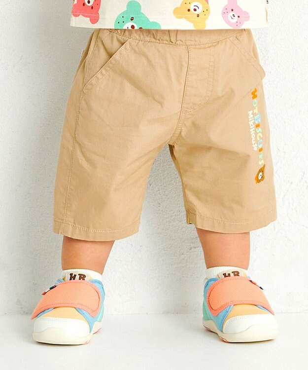 MIKI HOUSE HOT BISCUITS 【80-120cm】 パステルロゴ 6分丈パンツ ベージュ